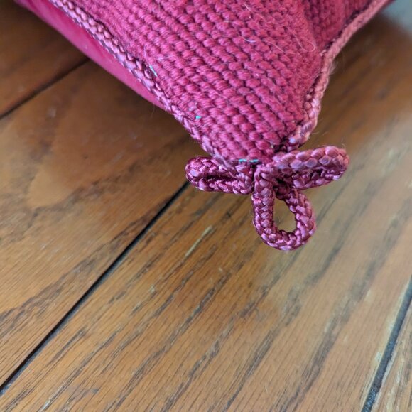 Embroidered Quail Pillow Red Square 12" Vintage 1991 Peking Handicraft Holiday - Picture 5 of 14